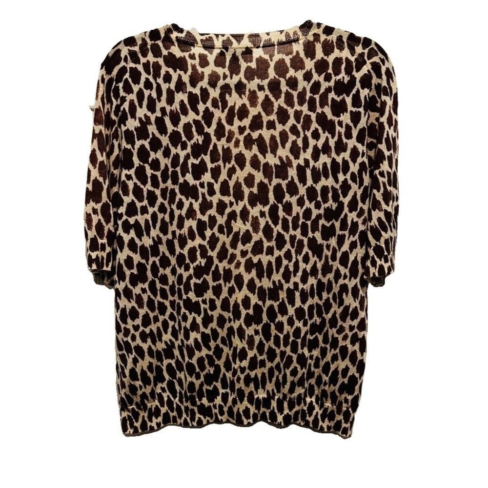 J.Crew Silk-Blend Short Sleeve Knit Sweater Top Giraffe Animal Print XL